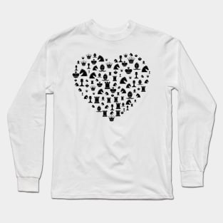 chess pieces heart runner rook pawn player gift Long Sleeve T-Shirt